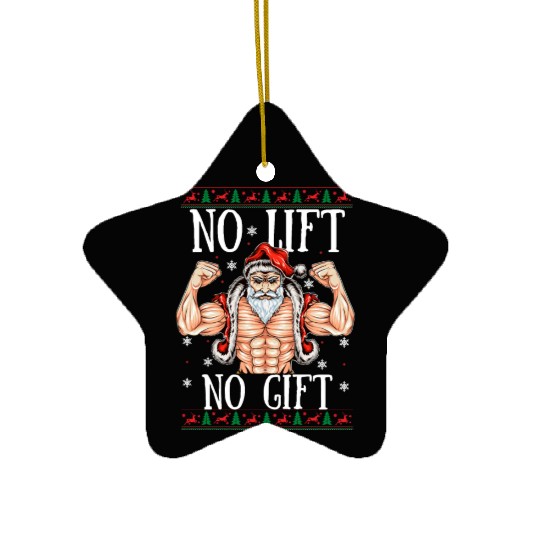 No LIft No Gift Muscular Gym Santa Claus Xmas Ceramic Ornaments