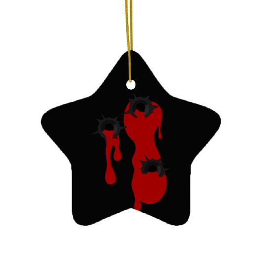 Heart Shot Bullet Hole Gamer Halloween Gangster Ceramic Ornaments