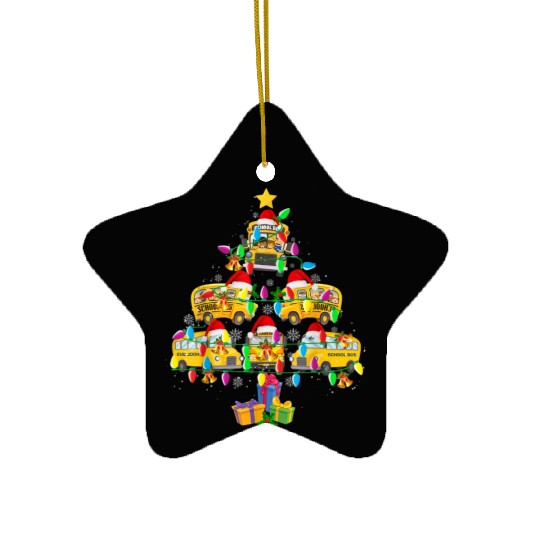 School Bus Christmas Tree Funny Santa Bus Driver Ceramic Ornaments