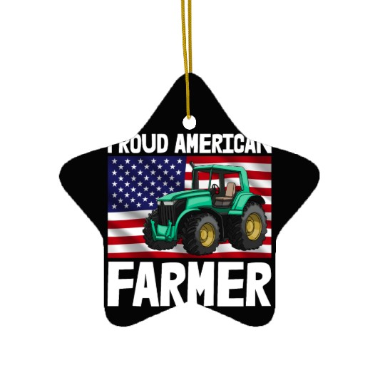 Proud American Farmer Tractor Ceramic Ornaments