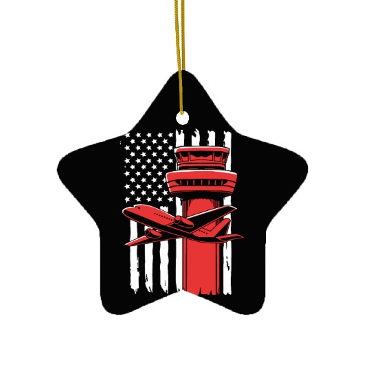Pilot American Flag Air Traffic Controller Ceramic Ornaments