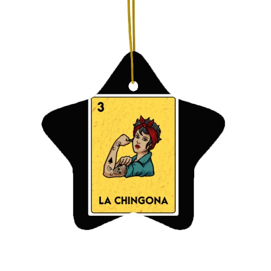 La Chingona Mexican Lottery Bingo Game Card Player Ceramic Ornaments