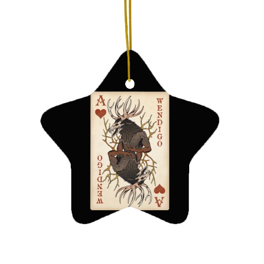 Wendigo Playing Card - Ace of Hearts Cryptid Art Ceramic Ornaments