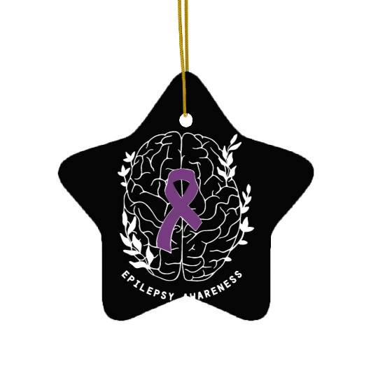 Epilepsy Awareness Ribbon Purple Epilepsy Brain Ceramic Ornaments