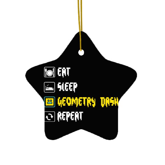 Eat sleep geometry dash repeat retro Jumper Repeat Ceramic Ornaments