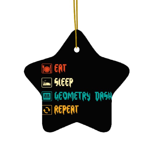Eat sleep geometry dash repeat retro Jumper Repeat Ceramic Ornaments
