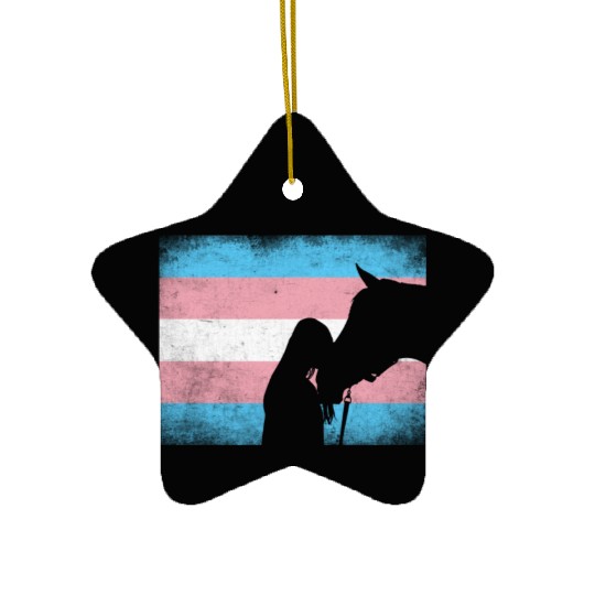 Transgender Pride Horse Rainbow LGBTQ Trans Flag Ceramic Ornaments