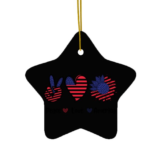 Peace Love America 4th July Gift Ceramic Ornaments Design