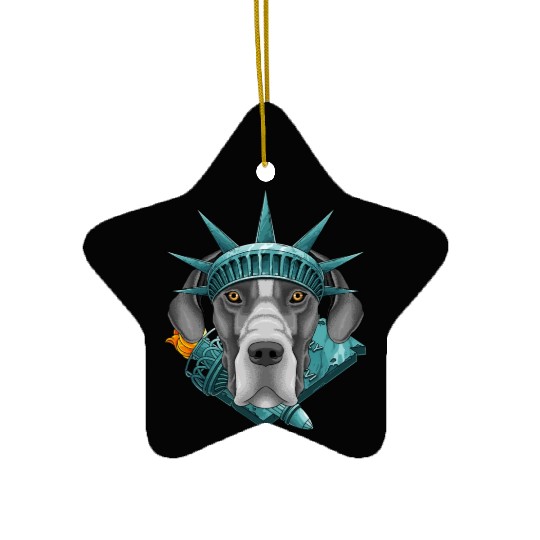 Statue Of Liberty Great Dane 4th Of July Dog USA A Ceramic Ornaments