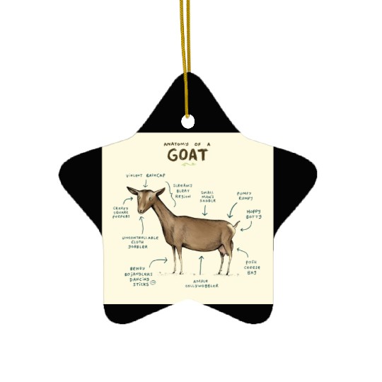 anatomy of a goat greeting card Ceramic Ornaments