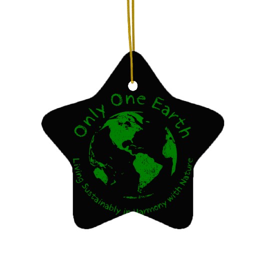 Only One Earth - dark green vintage design Ceramic Ornaments