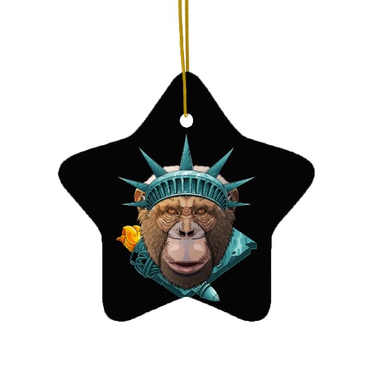 Statue Of Liberty Chimpanzee 4th Of July Animal US Ceramic Ornaments