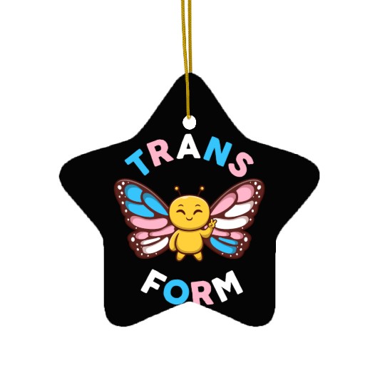 Transgender Monarch Butterfly Trans Form Kawaii Ceramic Ornaments