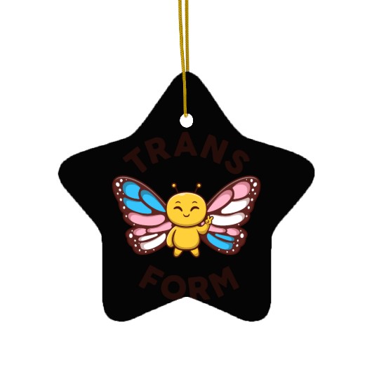 Transgender Monarch Butterfly Trans Form Kawaii Ceramic Ornaments