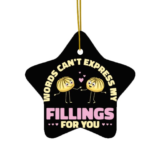 Dim Sums Filling Asian Food Chinese Food Fan Ceramic Ornaments