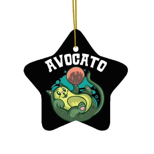 Avocato Avocado Lover Guac Guacamole Keto Cat Ceramic Ornaments