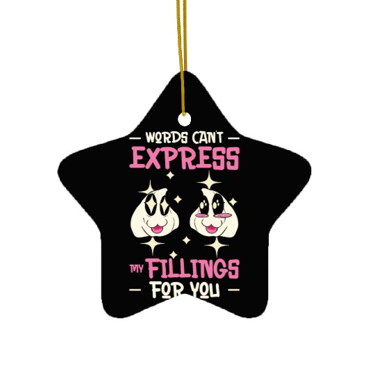 Dim Sums Filling Asian Food Chinese Food Fan Ceramic Ornaments