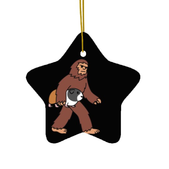 Bigfoot Sasquatch Walking Guinea Pig Ceramic Ornaments