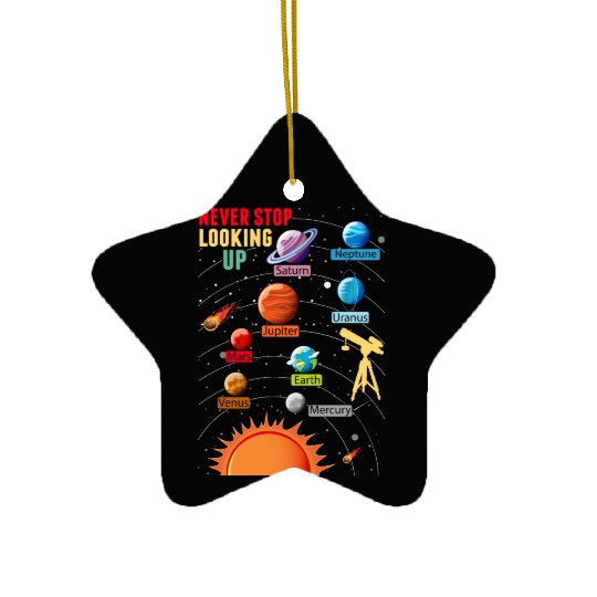Telescope Solar System Planets Astronomy Lover Ceramic Ornaments