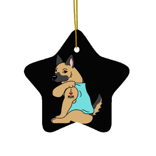 I Love Mom Tattoo German Shepherd Ceramic Ornaments