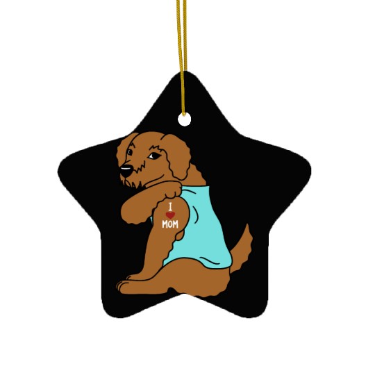 I Love Mom Tattoo Goldendoodle Ceramic Ornaments