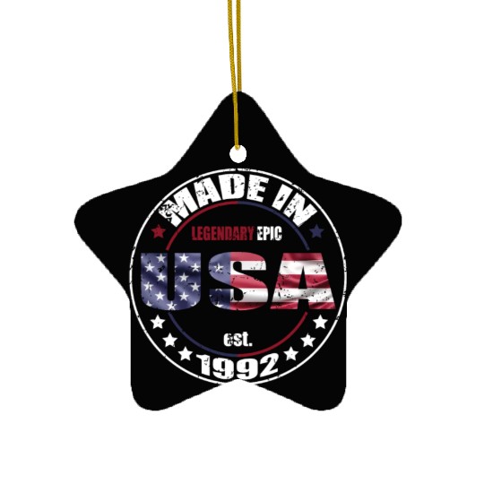 Birthday Saying Born USA 1992 Ceramic Ornaments