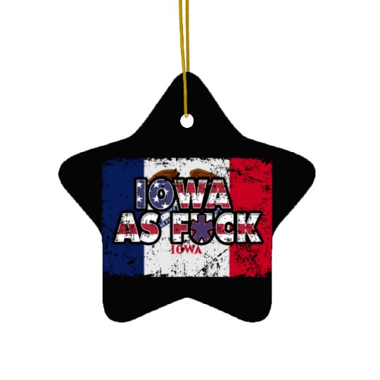 America US Flag State Flag Iowa Ceramic Ornaments