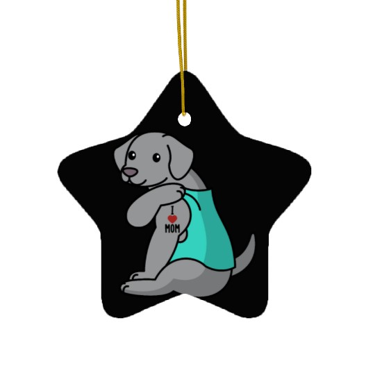 I Love Mom Tattoo Weimaraner Ceramic Ornaments