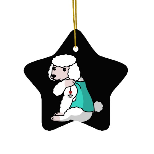 I Love Mom Tattoo Poodle Ceramic Ornaments