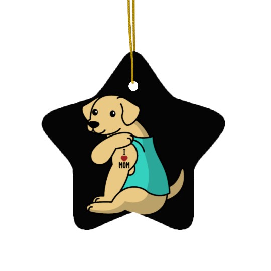 I Love Mom Tattoo Labrador Ceramic Ornaments