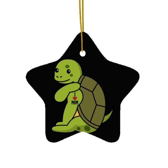 I Love Mom Tattoo Turtle Ceramic Ornaments
