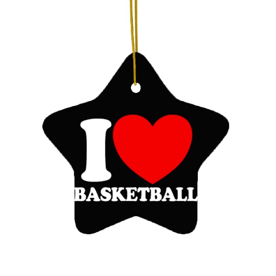 I Love Basketball Red Heart Hoop B-Ball Basketball Ceramic Ornaments
