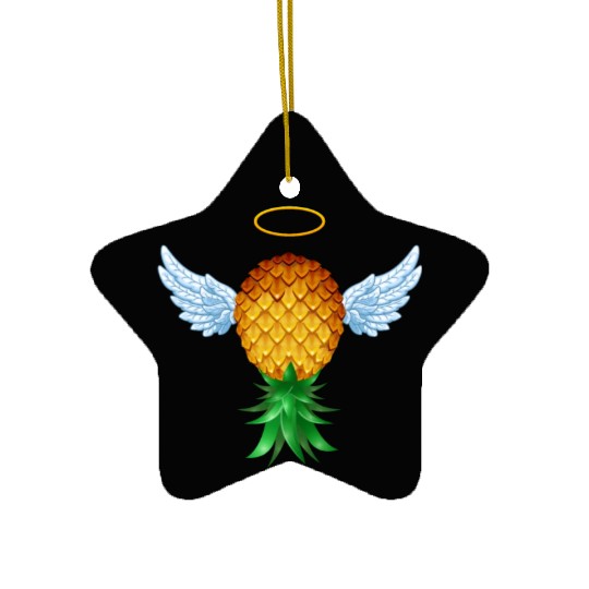 Cute Swinger Upside Down Pineapple Angel Wings Ceramic Ornaments