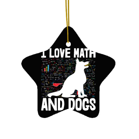 I Love Math & Dogs Ceramic Ornaments