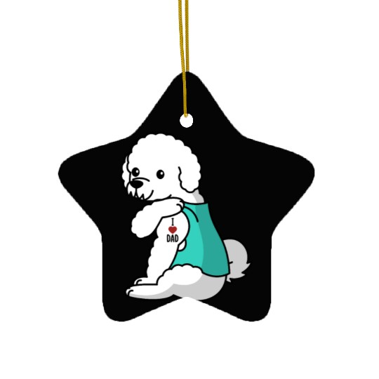 I Love Dad Bichon Frise Ceramic Ornaments