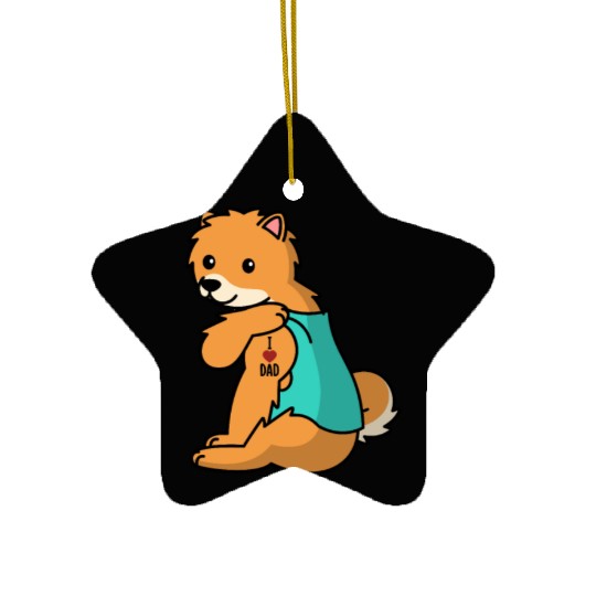I Love Dad Pomeranian Ceramic Ornaments