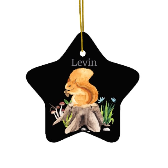 Waldtier Squirrel Flowers Name Levin Ceramic Ornaments