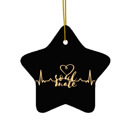 Soulmate Valentinsday heartbeat Ceramic Ornaments