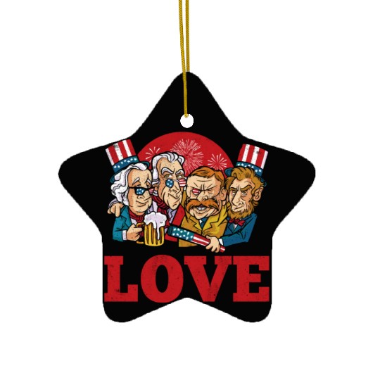 Love America American Presidents USA 4th Of July Ceramic Ornaments