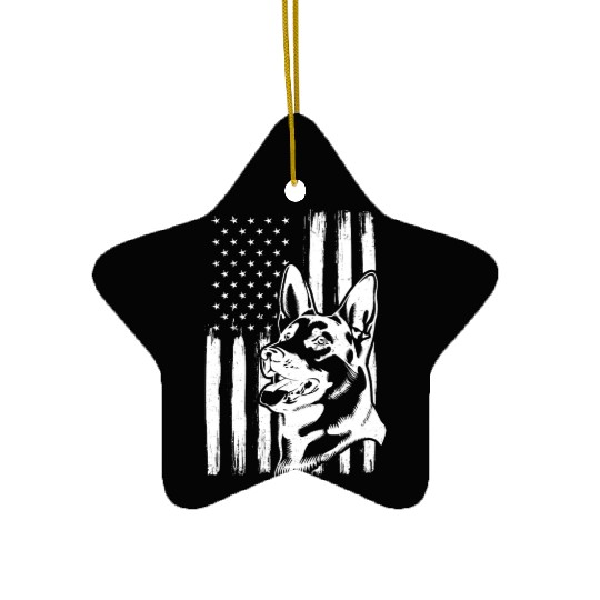 Patriotic German Shepherd American Flag Dog Lover Ceramic Ornaments