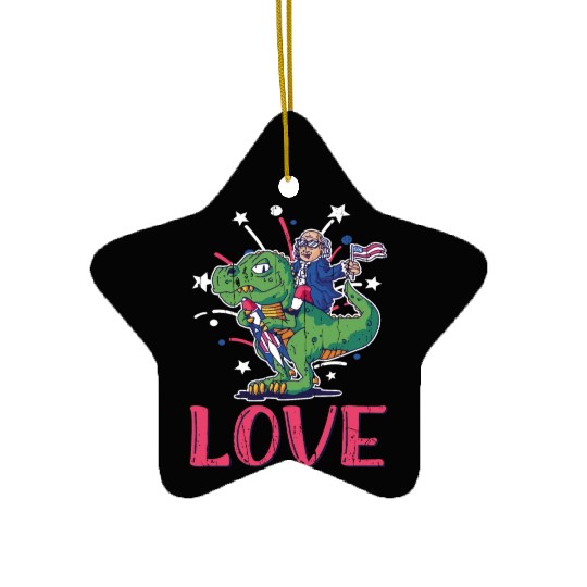 Love America Washington Dinosaur USA 4th Of July Ceramic Ornaments