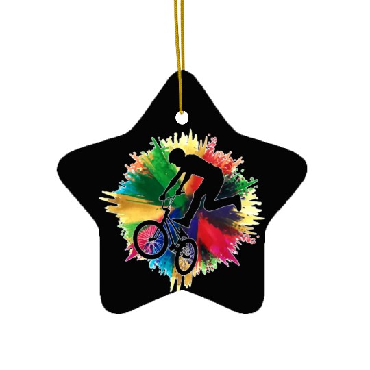 Colorful Splash BMX Freestyle Bike Stunts Ceramic Ornaments