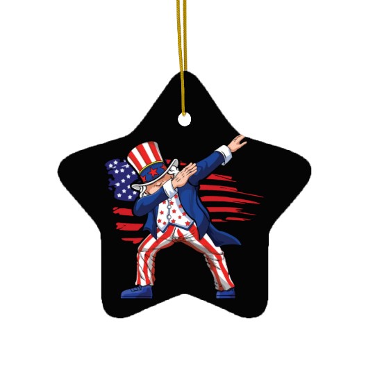 Dab Uncle America American Flag 4th Of July Ceramic Ornaments
