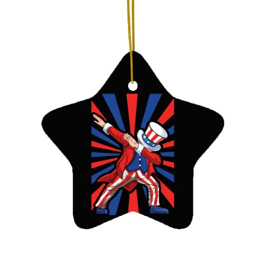 Dabbing Uncle America American Flag 4th Of July Ceramic Ornaments