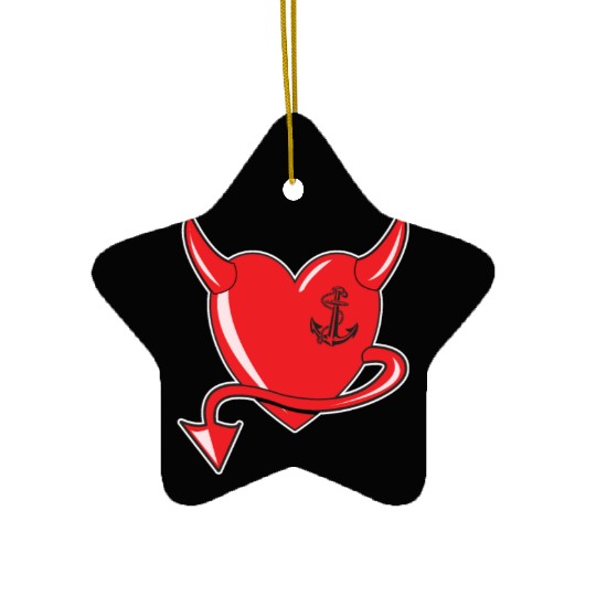 Red Heart - Devil Heart - Anchor - Gift Ceramic Ornaments