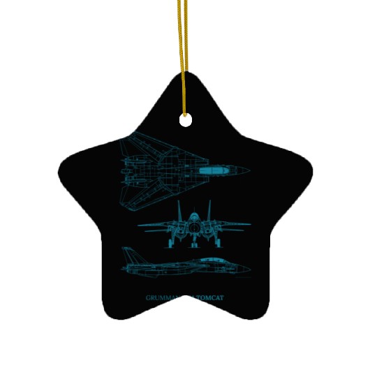 F-14 Tomcat Jet Fighter Blueprint Ceramic Ornaments