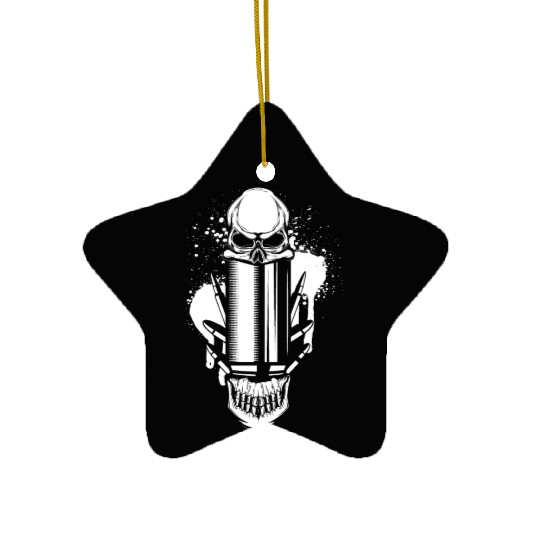 Bullets and Skull Roses Aesthetic Dripping Pattern Ceramic Ornaments