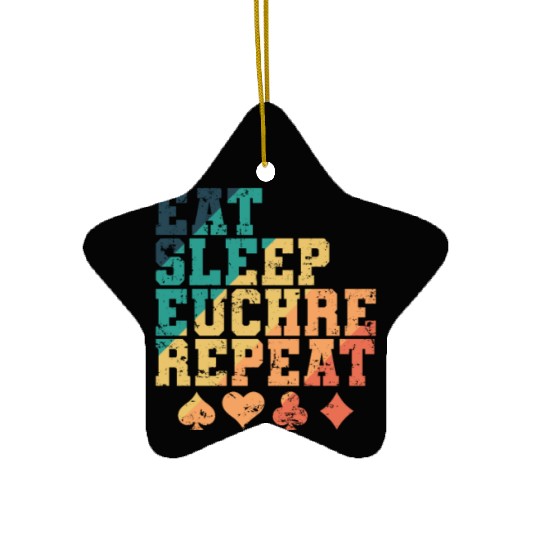 Eat Sleep Euchre Repeat Deck of Cards playing Card Ceramic Ornaments
