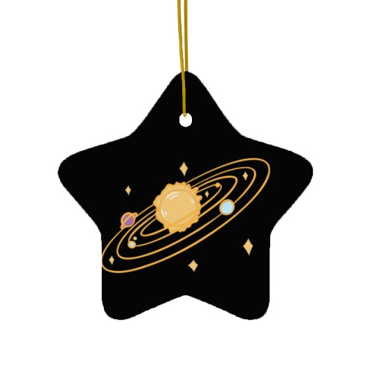 solar system with sparkles doodle Ceramic Ornaments