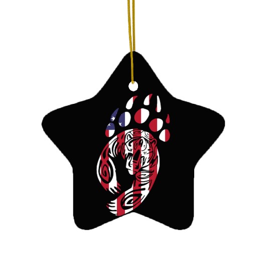Bear Paw America USA Flag Merica US Stars Stripes Ceramic Ornaments